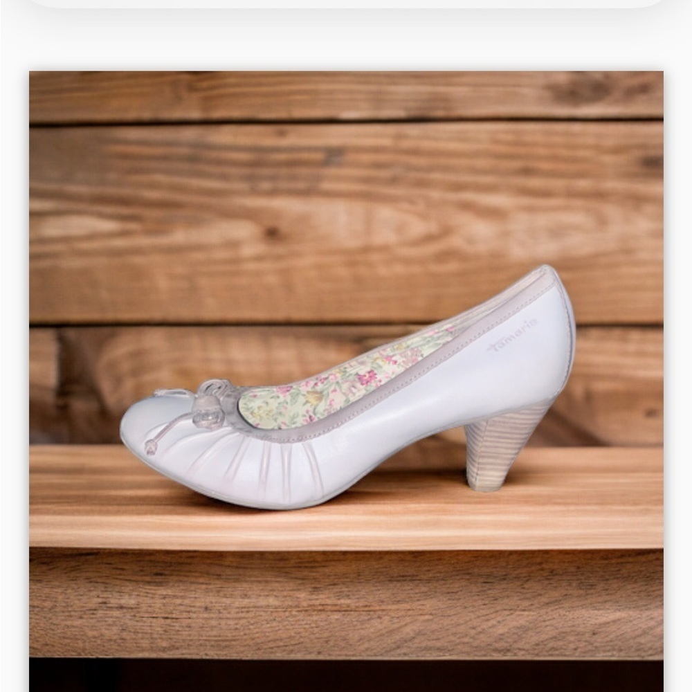 Tamaris Pump -Genuine Leather -Contrast trim-bow detail-floral lining -S… - Picture 9 of 16